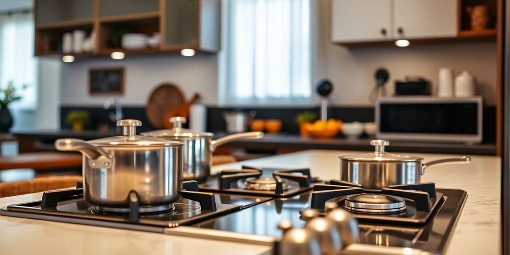 Modern kitchen with gas appliances in Belo Horizonte.