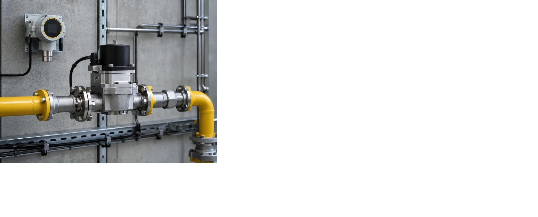Válvula solenoide de bloqueio automático em tubulação de gás industrial